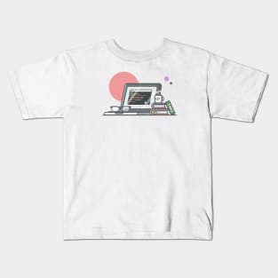 Laptop, book, eyeglasses Kids T-Shirt